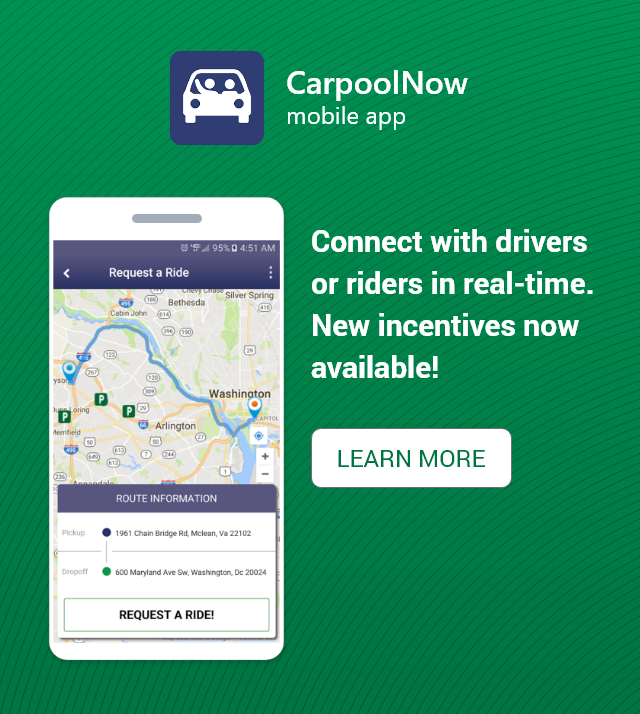 Connect with drivers or riders in rea-time with the Carpool Now App